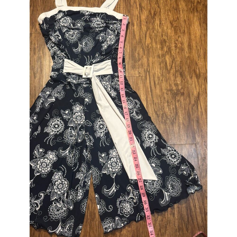 y2k Rare Editions Paisley Floral Jumpsuit Wide Leg cropped Belted - Picture 3 of 8